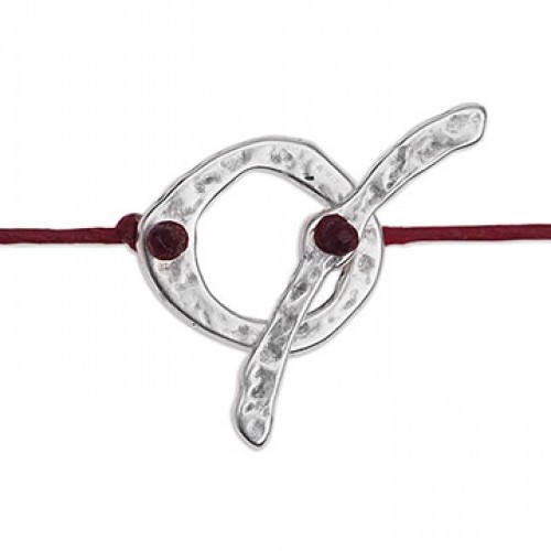 Μεταλλικό σφυρήλατο διπλό κούμπωμα κρίκος και μπάρα ασημί αντικέ τιμή ανα κούμπωμα