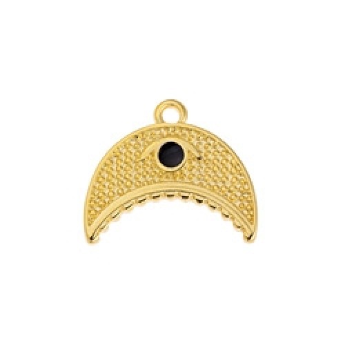 Κρεμαστό μισοφέγγαρο με μάτι σε επίχρυσο (24Κ) και μαύρο σμάλτο, κατάλληλο για την κατασκευή κοσμημάτων- ανά τεμάχιο