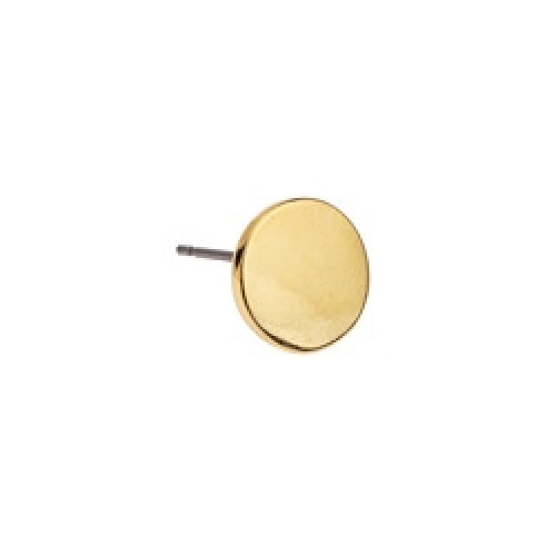 Σκουλαρίκι δίσκος 10mm για χάραξη σε επίχρυσο (24Κ) με καρφί τιτανίου, κατάλληλο για την κατασκευή κοσμημάτων-Τιμή ανά ζευγάρι