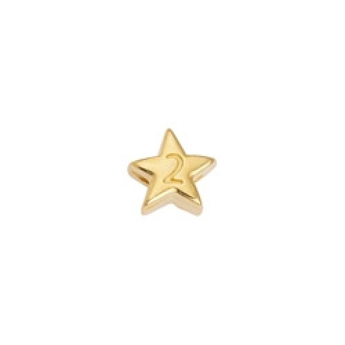 Χάντρα-γούρι αστέρι με το νούμερο "2" επίχρυσο (24Κ)-ανά τεμάχιο