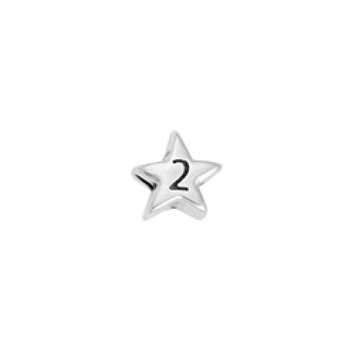 Χάντρα-γούρι αστέρι με το νούμερο "2" σε επάργυρο αντικέ-ανά τεμάχιο