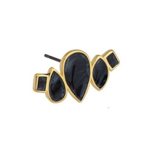 Έτοιμα σκουλαρίκια με σχήματα σε επίχρυσο (24Κ) με μαύρο περλέ σμάλτο-ανά ζευγάρι