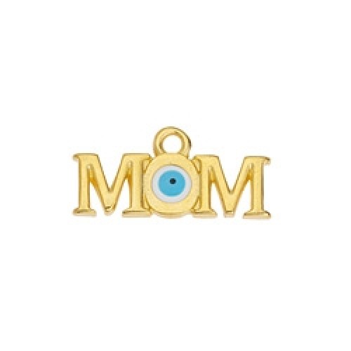 Κρεμαστό μοτίφ MOM με μάτι σε επίχρυσο (24Κ)-ανά τεμάχιο
