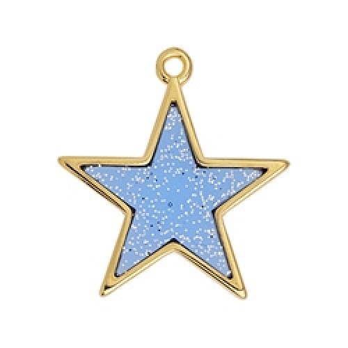 Κρεμαστό μοτίφ αστέρι βιτρώ σε επίχρυσο (24Κ) με μπλε sparkle σμάλτο, κατάλληλο για την κατασκευή κοσμημάτων-ανά τεμάχιο