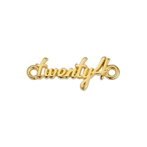 Μοτίφ "twenty4" με 2 κρικάκια σε επίχρυσο (24Κ), κατάλληλο για να κατασκευάσεις βραχιόλια-γούρια -ανά τεμάχιο