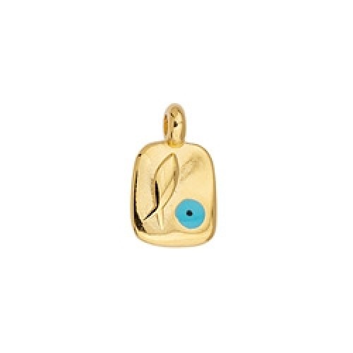 Κρεμαστό μοτίφ  μοτίφ παρ/μο με ψάρι και μάτι σε μπλε σμάλτο  σε επίχρυσο(24Κ),ιδανικό για να φτιάξεις τα δικά σου κοσμήματα-ανά τεμάχιο