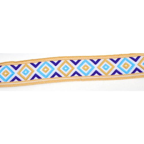 Κορδέλα υφαντή boho 2,5cm σε αποχρώσεις του μπλε-καφέ-ανά μέτρο