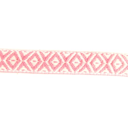 Κορδέλα υφαντή boho 2,5cm σε αποχρώσεις του ροζ-άσπρο-ανά μέτρο