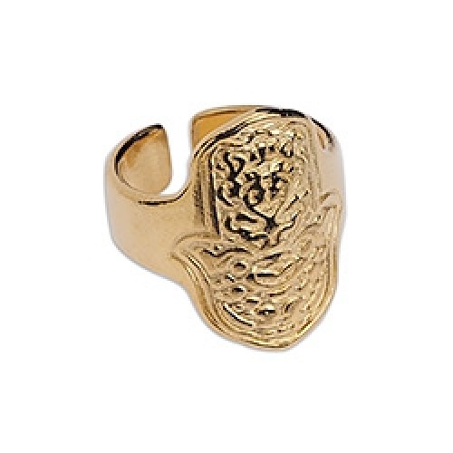 Μεταλλικό δαχτυλίδι χέρι hamsa 15mm σε επίχρυσο τιμή ανα τεμάχιο