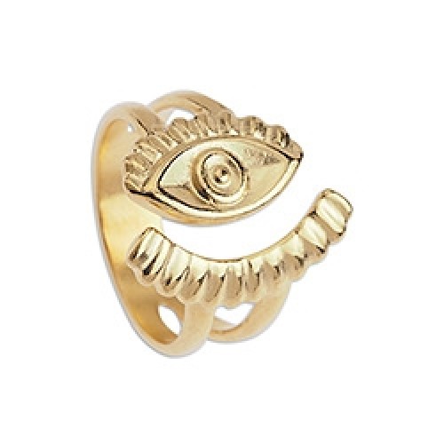 Δαχτυλίδι μάτι με βλεφαρίδες 17mm σε επίχρυσο-ανα τεμάχιο