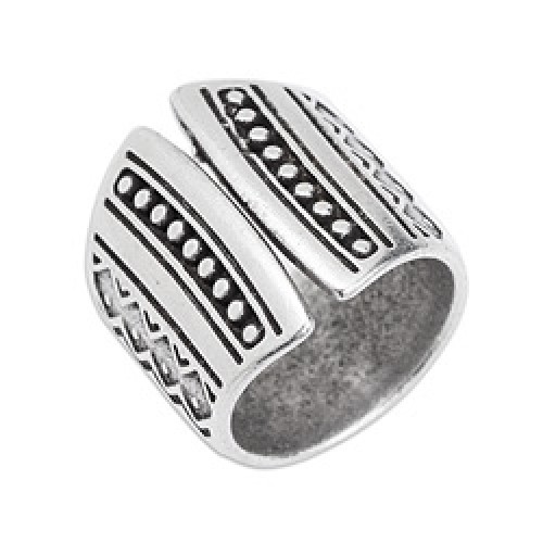 Δαχτυλίδι φαρδύ 17mm με ethnic patterns σε ασημί αντικέ τιμή ανα τεμάχιο