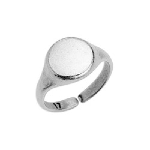 Δαχτυλίδι signet στρογγυλό μέγεθος 17mm σε ασημί αντικέ-ανα τεμάχιο