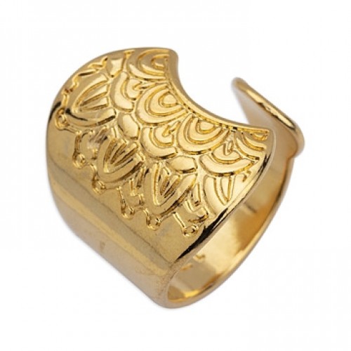 Δαχτυλίδι φαρδύ 22mm έθνικ mandala νούμερο 17 σε επίχρυσο τιμή ανα τεμάχιο