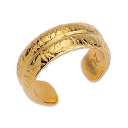 Δαχτυλίδι διπλή μπάρα με χαρακιές επιχρυσωμένο 24κ - τιμή ανά τεμάχιο