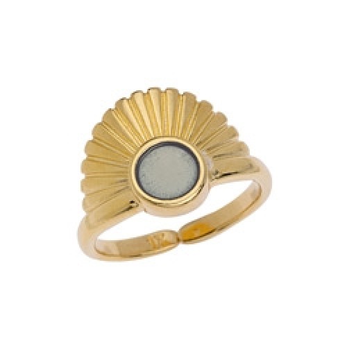 Δαχτυλίδι ανατέλλων ήλιος 17mm επιχρυσωμένο 24κ με navy blue σμάλτο-ανά τεμάχιο