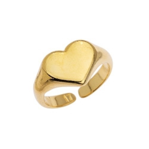 Δαχτυλίδι καρδιά επίχρυσο σε μέγεθος 17mm-Tιμή ανά τεμάχιο. 