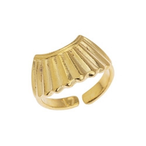 Δαχτυλίδι επίχρυσο 24Κ με κυματιστό pattern 17mm 