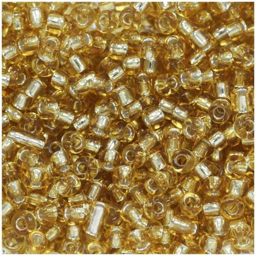 Γυάλινη χάντρα ροκάι No8 (~2,9mm) σε χρυσό χρώμα, κατάλληλη για την κατασκευή κοσμημάτων-τιμή ανά συσκευασία 20 γραμμ.