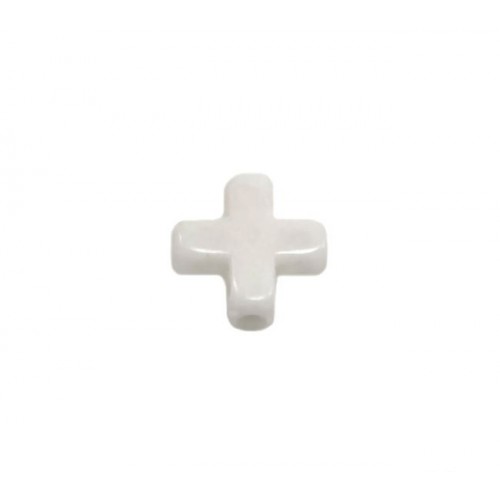 Χάντρα μικρός ccb σταυρός 8.5mm με τρύπα 1.5mm σε λευκό χρώμα  τιμή ανα τεμάχιο