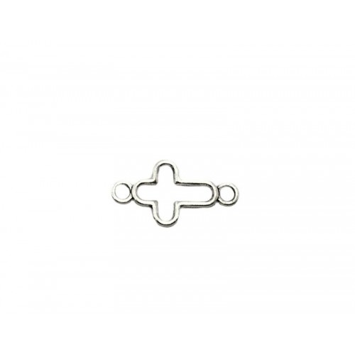 Mεταλλικός σταυρός περίγραμμα με 2 κρικάκια ασημί, κατάλληλος για την κατασκευή των κοσμημάτων και των μαρτυρικών σου-ανά τεμάχιο