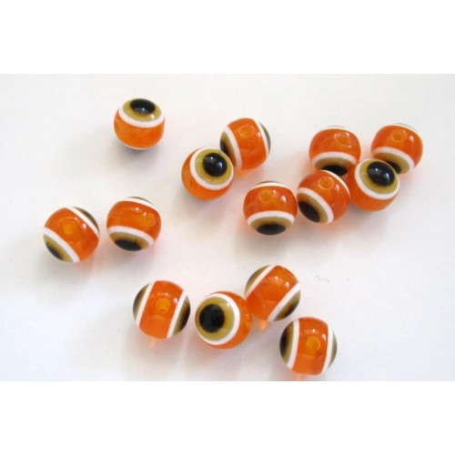 Μάτι χάντρα 10mm πορτοκαλί(τιμή τεμαχίου)