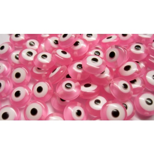 Μάτι χάντρα πλακέ ροζ(τιμή τεμαχίου)