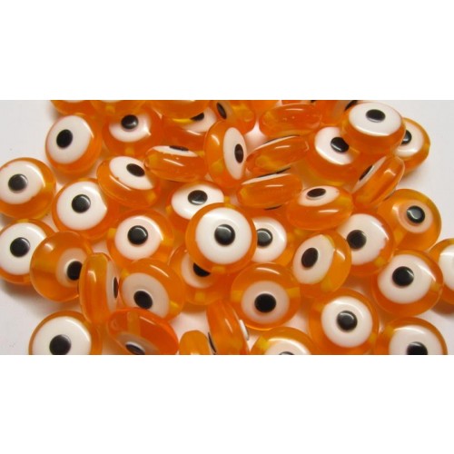 Μάτι χάντρα πλακέ  πορτοκαλί(τιμή τεμαχίου)
