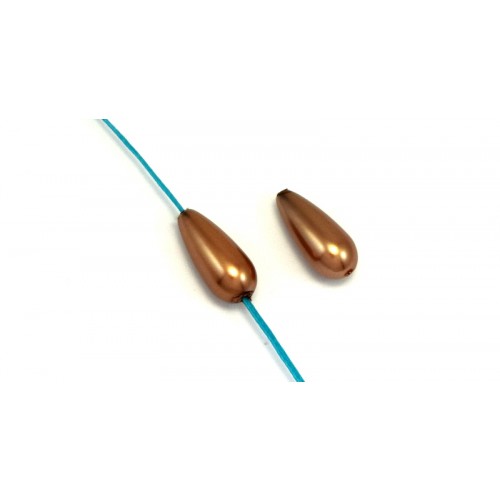 Πέρλα συνθετική 8x15mm σε σχήμα δάκρυ με κάθετη τρυπα- καταλληλη για κορδονι 1mm- σε σοκολατί  χρωμα τιμη ανα τεμάχιο