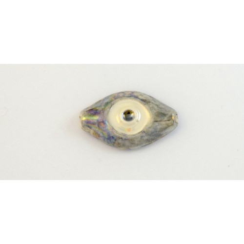 Κεραμικό μάτι 33x20mm  με οριζόντια τρυπα (Ø2.2mm) ΓΚΡΙ  μωσαϊκό  με λευκό σμάλτο εξαιρετικής ποιότητας τιμή ανα τεμάχιο