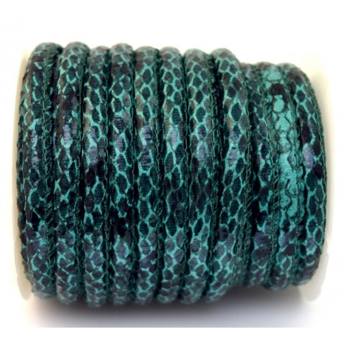 Στρογγυλό(φιδι) συνθετικό κορδόνι 5mm με ραφή σε πρασινο σκουρο χρώμα με όψη ΦΙΔΙΟΥ     τιμή ανα μέτρο
