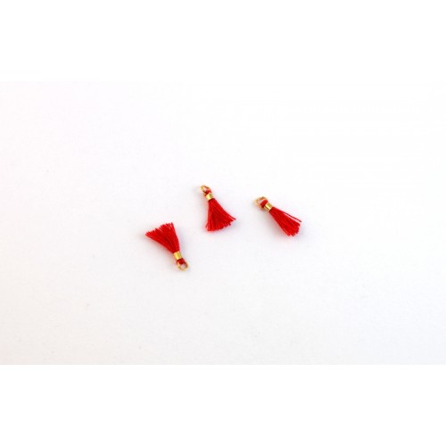 Μίνι φουντίτσα 10mm με κρικάκι χρυσαφί σε κόκκινο χρώμα, κατάλληλη για την κατασκευή κοσμημάτων-τιμή ανά τεμάχιο