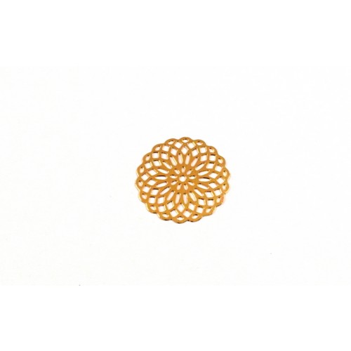 Μεταλλικό μικρό στρογγυλό 22mm λουλούδι φιλιγκρί σε χρυσαφί τιμή ανα τεμάχιο
