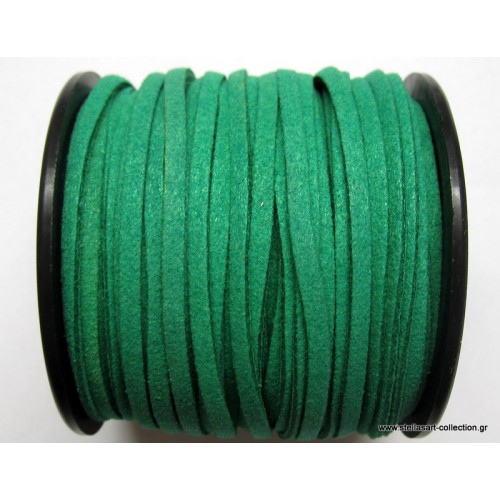 Κορδόνι σουέτ 3mm για την κατασκευή των κοσμημάτων και μαρτυρικών σου, σε πράσινο χρώμα-ανά μέτρο