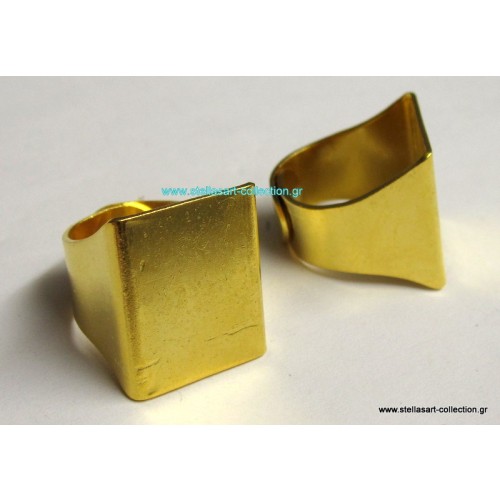 Βάση δαχτυλιδιού ανοιγόμενη  σε χρυσαφί χρωμα με φαρδυά πλακέ βάση 10X18mm για να κολλησετε οτι θελετε     Η τιμή είναι ανα τεμάχιο(ένα κομματι)