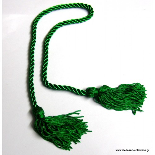 Διπλή φούντα σε πρασινο χρωμα 75mm που ενώνονται με στριφτο κορδόνι μακρους 45cm     τιμή ανα τεμάχιο
