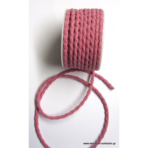 Στρογγυλό πλεκτό κορδόνι σουέτ 5mm για την κατασκευή των κοσμημάτων σου, σε ροζ χρώμα-ανά μέτρο