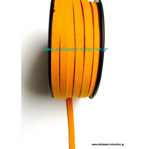 Κορδόνι σουέτ 6mm (φαρδύ) για την κατασκευή των κοσμημάτων σου, σε πορτοκαλί χρώμα-ανά μέτρο