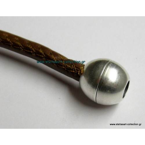 Μαγνητικό κουμπωμα σφαίρα για κορδόνι 5mm σε επάργυρο αντικέ γυαλιστερό     τιμη ανα κουμπωμα