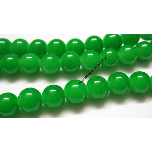 Γυάλινη χάντρα 8mm σε πράσινο χρώμα τιμή ανά τεμάχιο