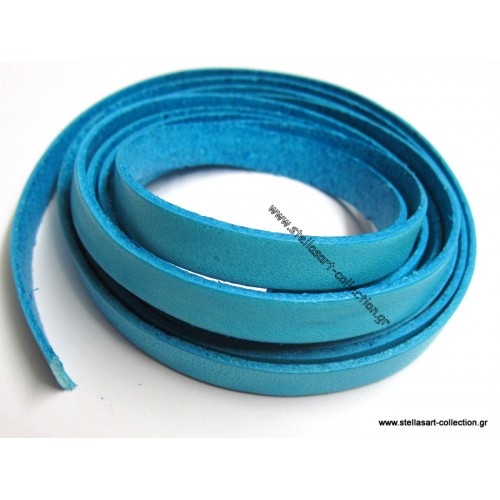 Πλακέ φυσικό δέρμα 10x2mm σε σκούρο τυρκουάζ χρώμα, κατάλληλο για να διακοσμήσεις ότι θέλεις-τιμή ανά μισό μέτρο(50cm)