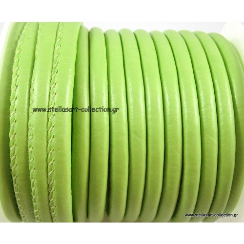 Στρογγυλό συνθετικό κορδόνι 5mm με ραφή σε ανοιχτό πράσινο χρώμα     τιμή ανα μέτρο