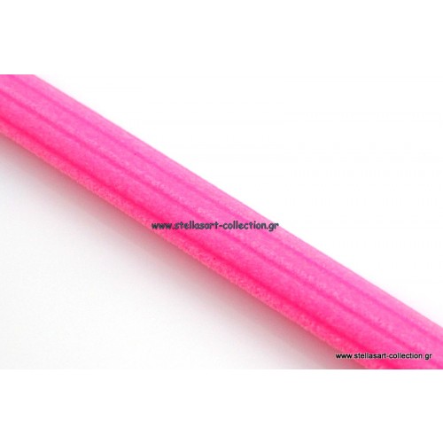 Χοντρό καουτσούκ κοτλέ 10x7mm σε ροζ εντονο χρώμα-τιμή ανα μετρο