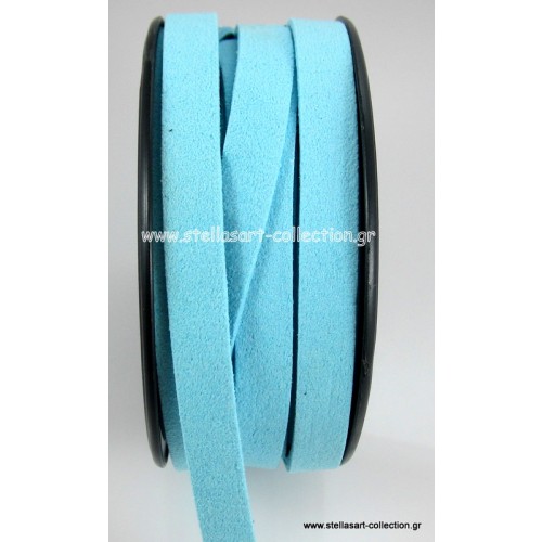 Κορδόνι σουέτ 10mm (φαρδύ) για την κατασκευή των κοσμημάτων σου, σε γαλάζιο χρώμα-ανά μέτρο