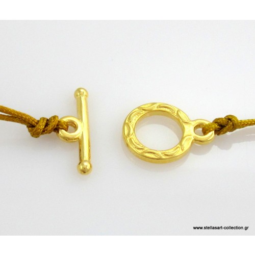 Διπλο κουμπωμα  αποτελουμενο απο κρίκο-θηλιά ανάγλυφη και μπάρα σε ΧΡΥΣΑΦΊ χρωμα 14 x 18 mm     τιμη ανα κουμπωμα(σετ 2 κομματια)