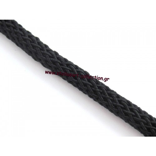 Κορδόνι  μαλακό,"βιβλιαράκι" 6mm -εσωτερικά ειναι μαυρο κορδόνι και εξωτερικά πλεγμένο μεταξωτο κορδόνι σε ΜΑΥΡΟ χρωμα     τιμή ανα μέτρο