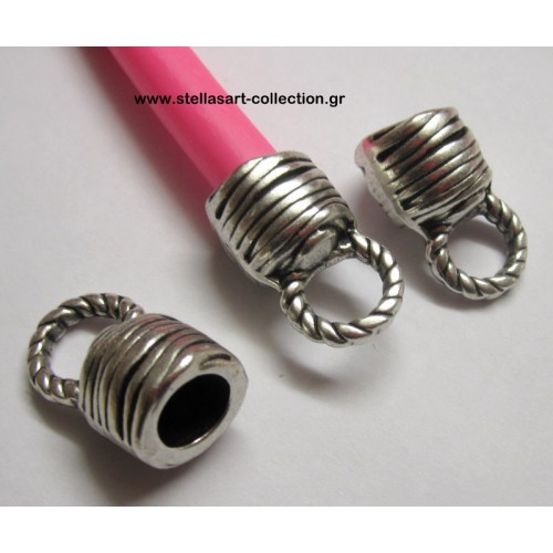 Μεταλλικοί μεγάλοι ακροδέκτες 15mm Ασημί  κατάλληλοι για στρογγυλό καουτσουκ 10mm     τιμή ανα τεμάχιο