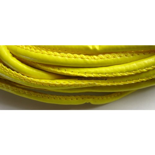 Στρογγυλό συνθετικό κορδόνι 5mm με ραφή σε κίτρινο χρώμα     τιμή ανα μέτρο