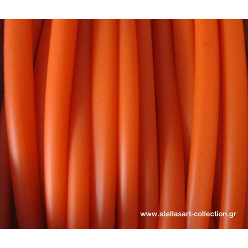 Χοντρό οβαλ καουτσούκ 10mm σε πορτοκαλί χρώμα-τιμή ανα μέτρο