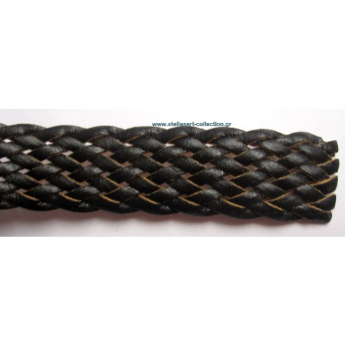 Πλακέ φαρδύ πλεκτό δέρμα σε σκουρο καφέ 22mm     τιμη ανα μισό μέτρο 50cm