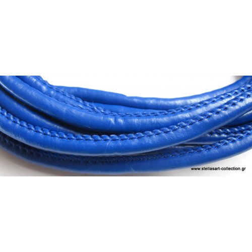 Στρογγυλό συνθετικό κορδόνι 7mm με ραφή σε μπλε χρώμα     τιμή ανα μέτρο